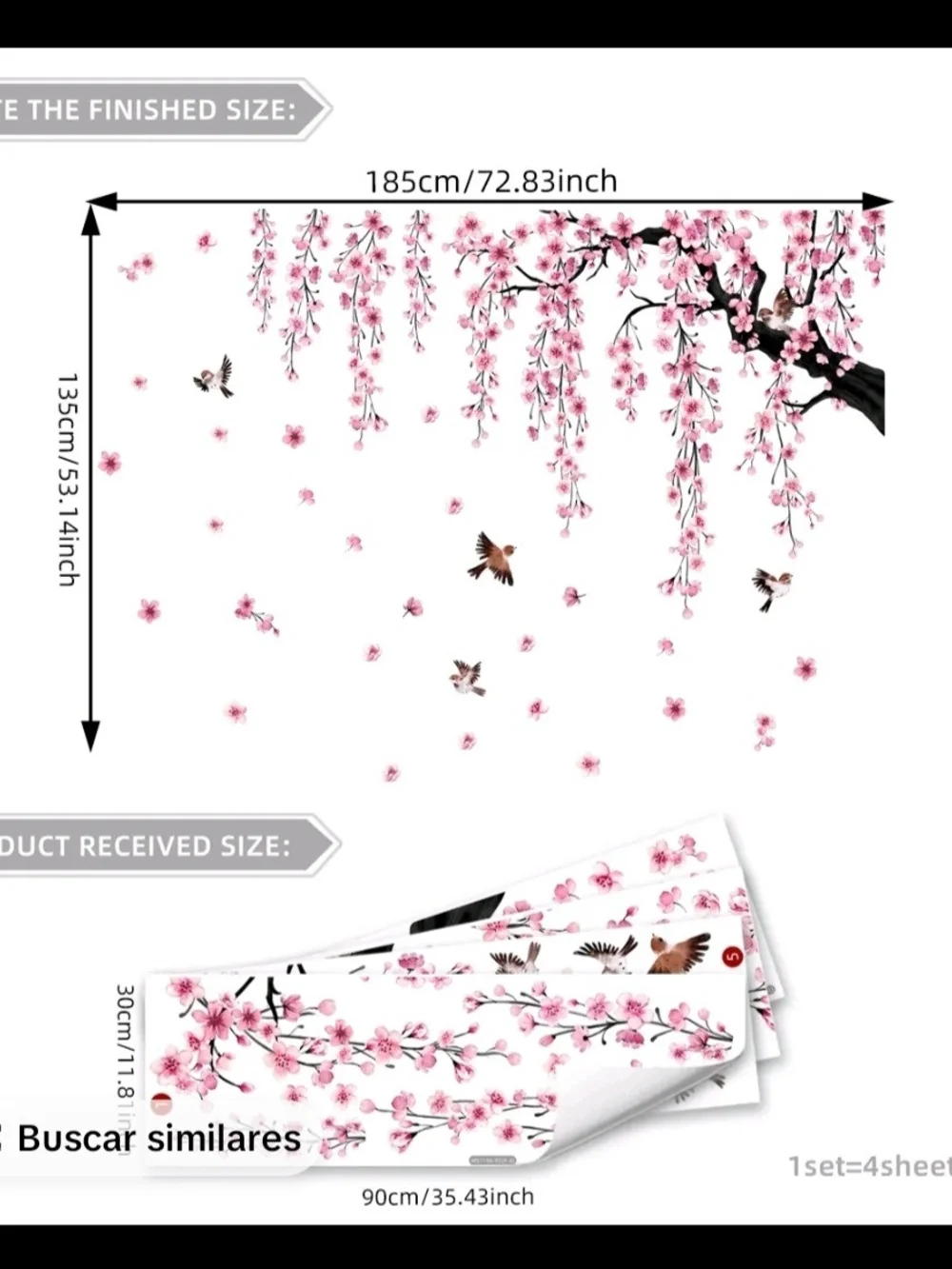 Pink Cherry Blossom Wall Decal - Decorative Home Wall Art